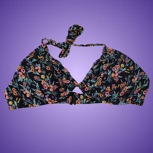 Body Glove Abloom Luana Bikini Swim Top Women XS Black Padded Triangle Cups NWT